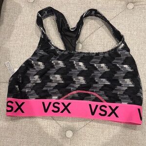 VSX Black and Pink Patterned Sports Bra